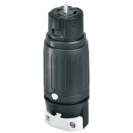 Bryant Locking Connector, Non-NEMA, 50 A, 250V AC, Three Phase, 3 Pole, Screw Terminals, Black CS8364